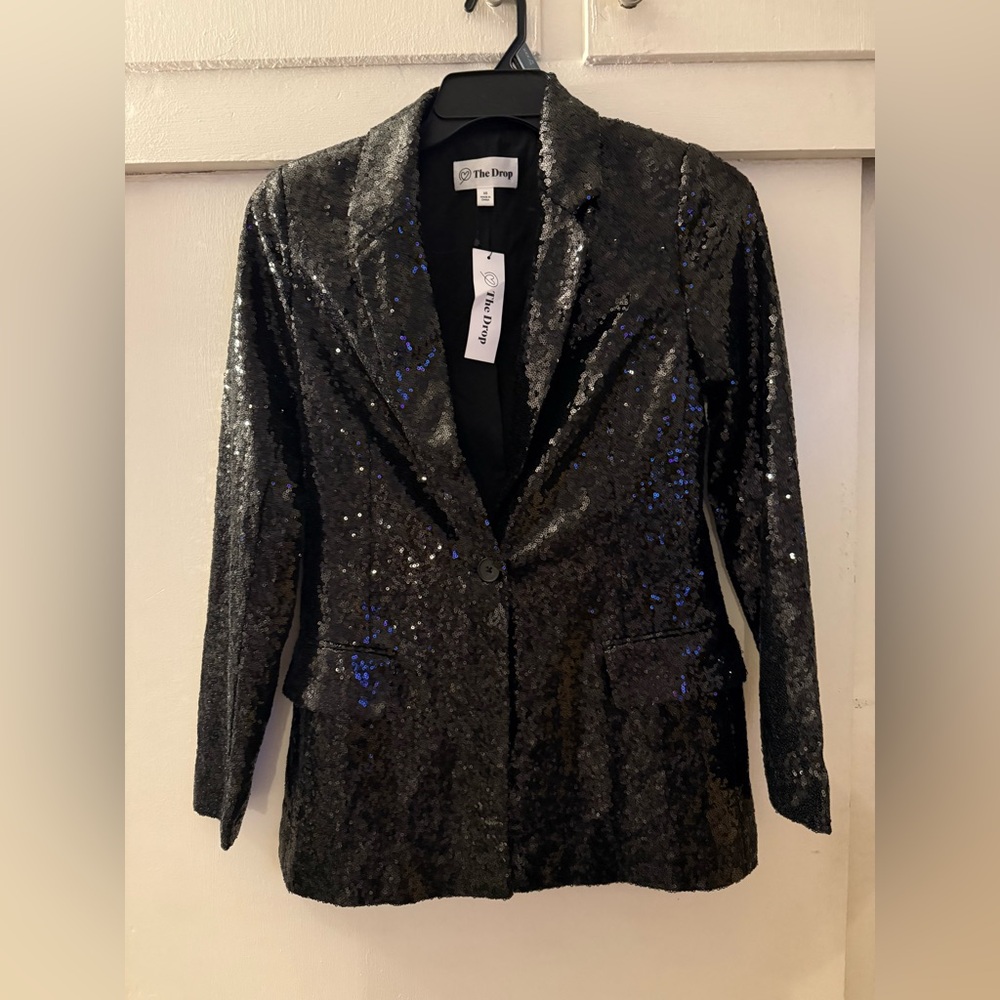 Women's Black Sequin Blazer The Drop